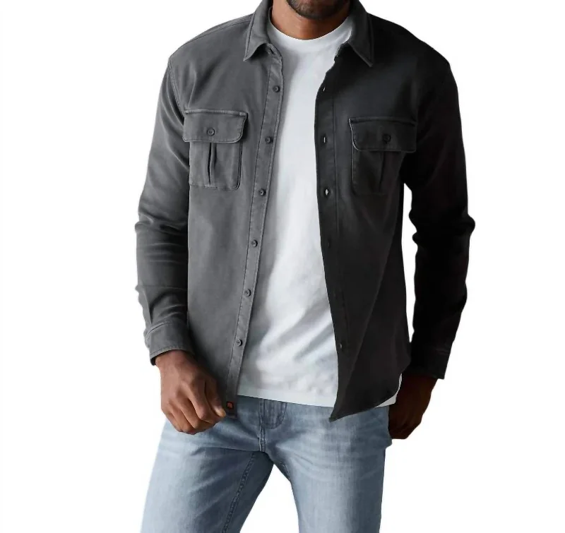 Comfort Terry Shirt Jacket In Steel