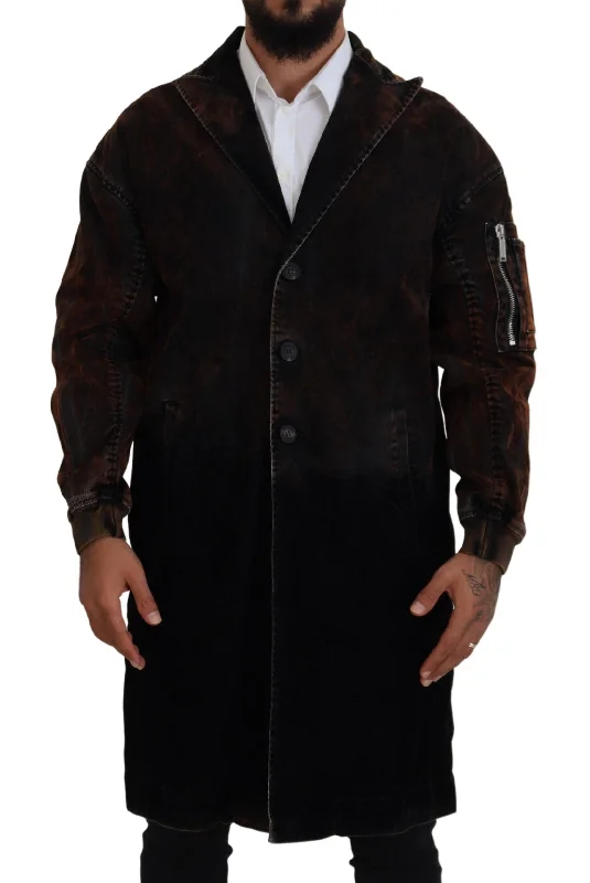 Dsqua²  Full Button Men Long Coat Cotton Men's Jacket