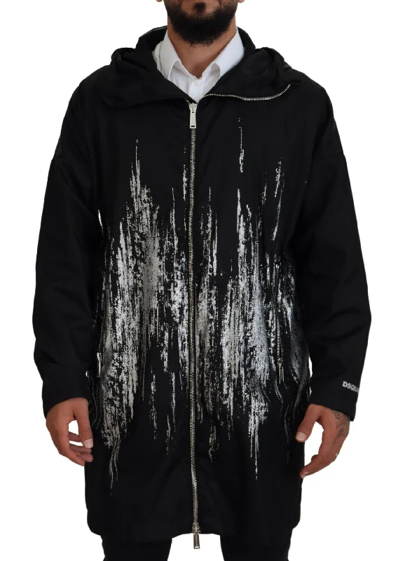 Dsqua²   Print Long Hooded Coat Nylon Men's Jacket