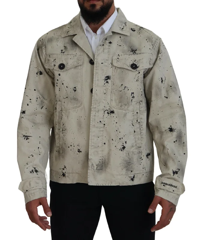 Dsqua²   Splash Print Casual blue Men's Jacket