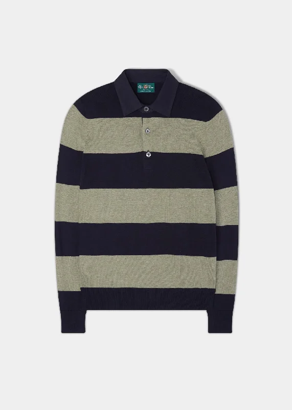 Harpford Rugby Stripe Shirt In Dark Navy & Landscape