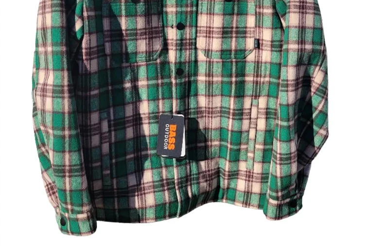 Men's Insulated Plaid Jacket In Green