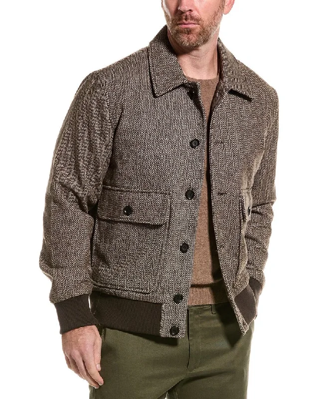 Slate & Stone Herringbone Wool-Blend Bomber Jacket