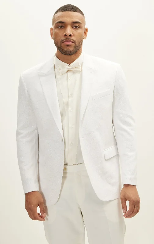 The Peak Lapel Electric Tuxedo Jacket - White On White