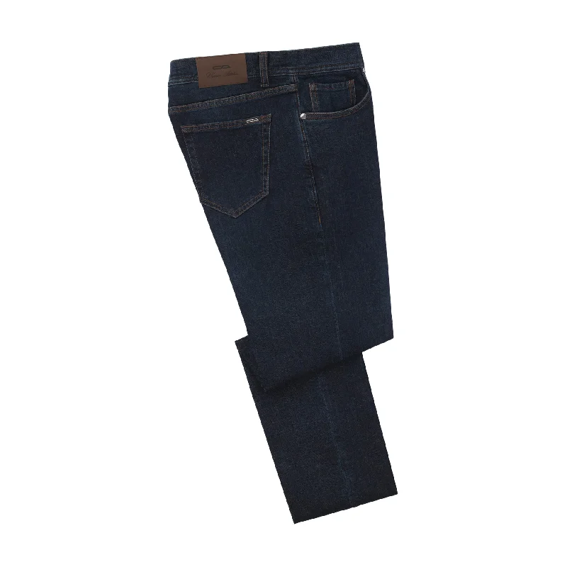 Regular-Fit Stretch-Cotton and Cashmere-Blend Denim Blue Jeans