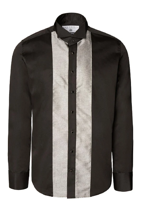 Pique Bib Tuxedo Shirt - Black Grey