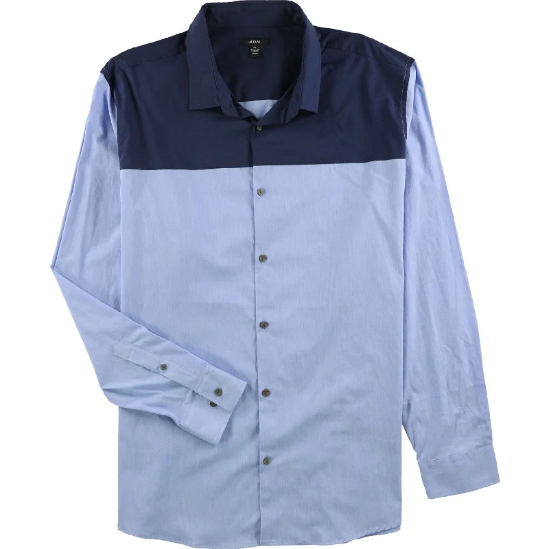 Alfani Mens Color Block Button Up Shirt