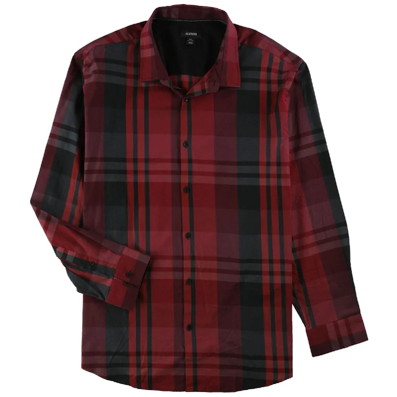 Alfani Mens Derby Plaid Ls Button Up Shirt