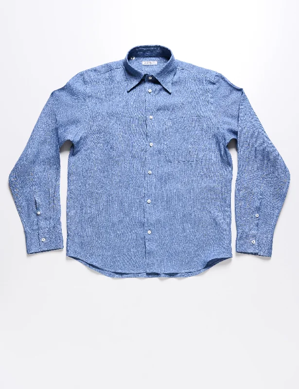 FINAL SALE: BKT14 Relaxed Casual Shirt in Linen Twill - Stonewash