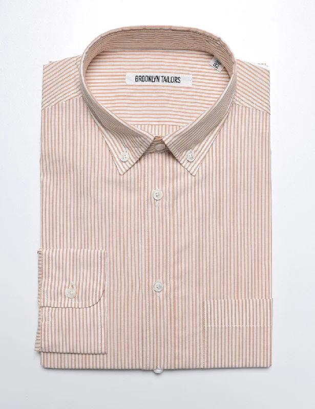 BKT10 Slim Casual Shirt in Thin Stripe - Ochre and White