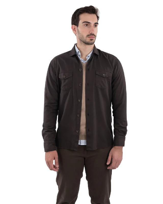 Brown Tencel Blend Overshirt