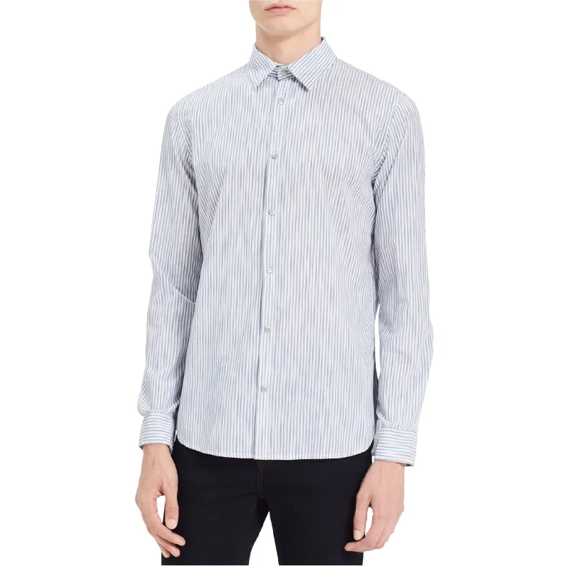 Calvin Klein Mens Space-Dyed Stripe Button Up Shirt