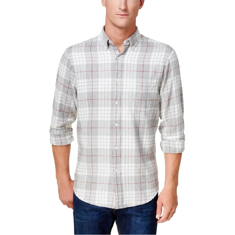 Club Room Mens Flannel Button Up Shirt, Grey, Small