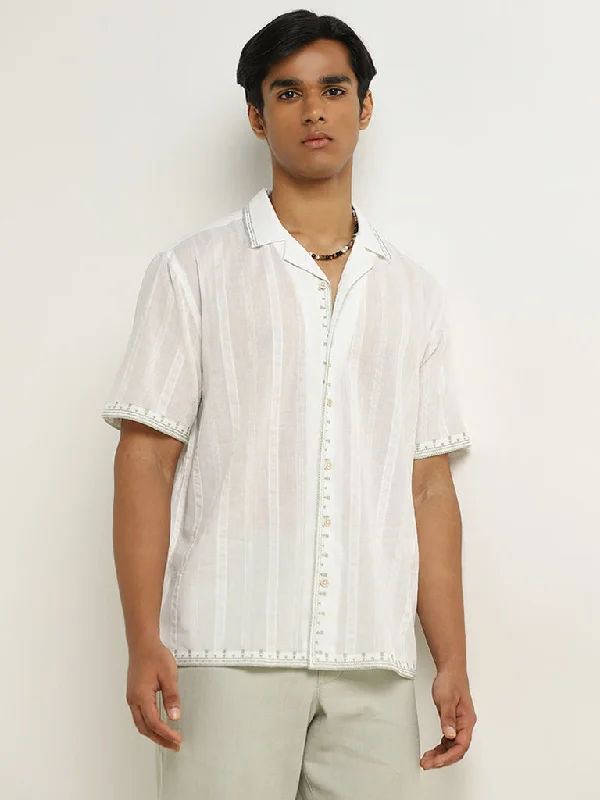 ETA Off-White Self-Striped Relaxed-Fit Cotton Shirt