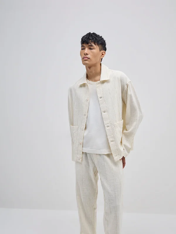 ETA Off-White Striped Relaxed-Fit Cotton Shirt