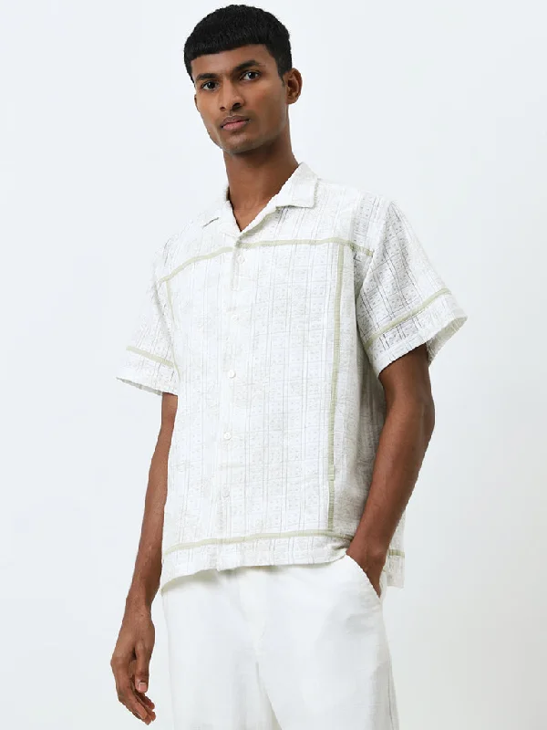 ETA Off-White Textured Relaxed-Fit Cotton Shirt