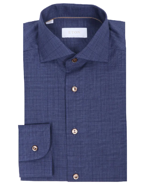 Mid Blue Check Dress Shirt