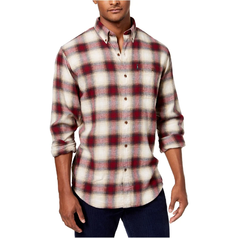 G.H. Bass & Co. Mens Fireside Flannel Button Up Shirt, Red, Small