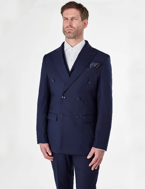 GRAHAM NAVY DOUBLE BREASTED JACKET & WAISTCOAT