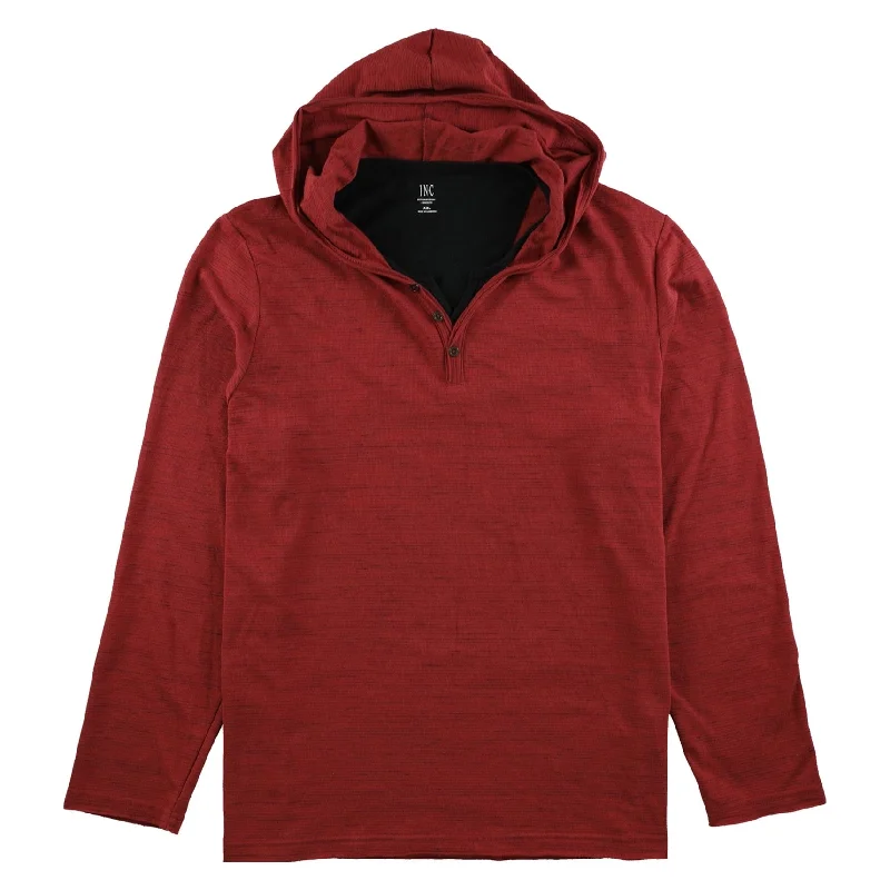 I-N-C Mens Knit Hooded Henley Shirt