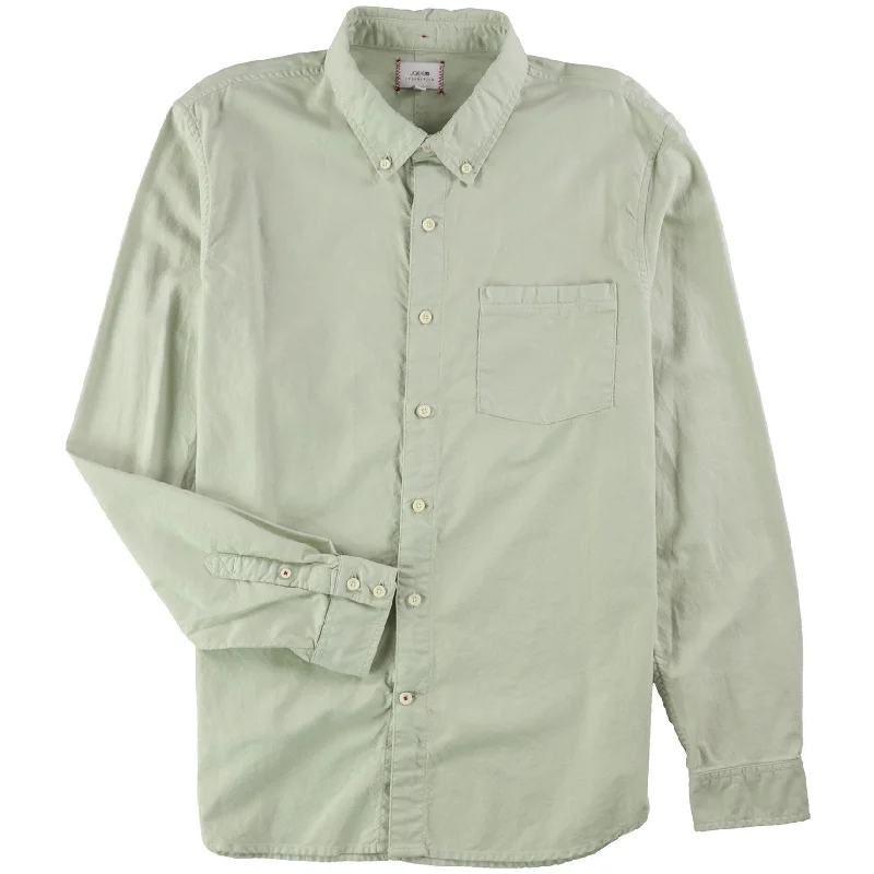 Joe's Mens Solid Button Up Shirt, Green, X-Large