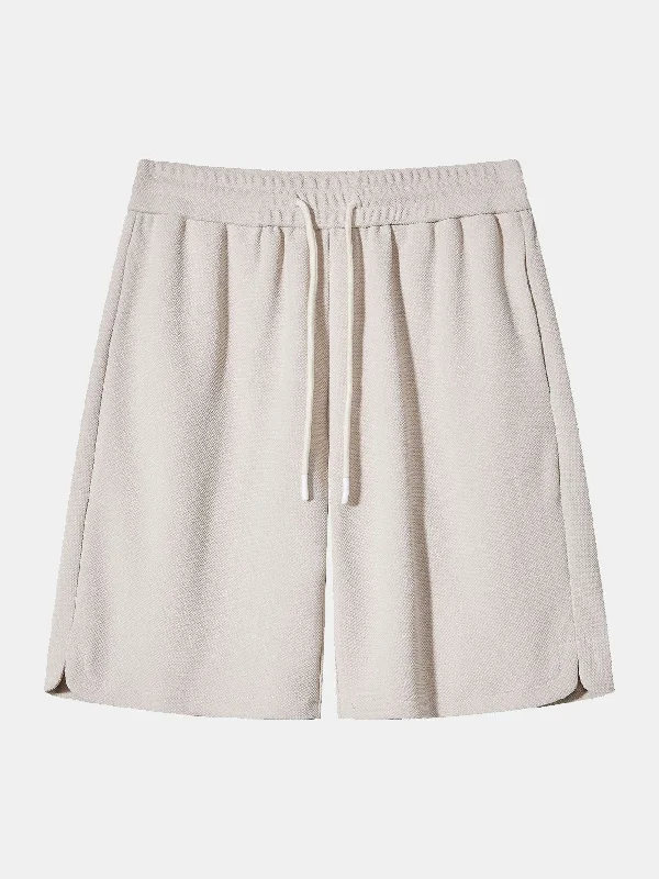 Loose Fit Drawstring Waffle Shorts