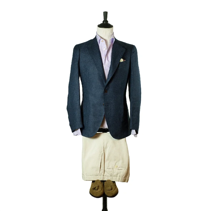 Navy washed linen canvas sport coat, 9 oz