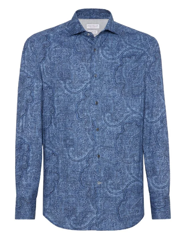 Blue Paisley Sportshirt