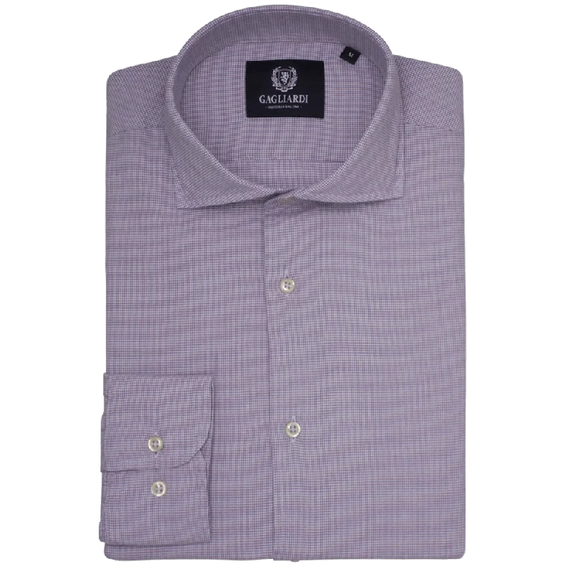 Purple Flannel Puppytooth Slim Fit Extreme Cutaway Shirt