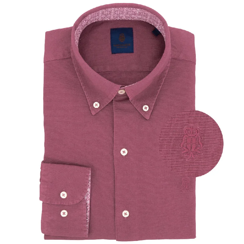 Raspberry Cotton Button Down Shirt