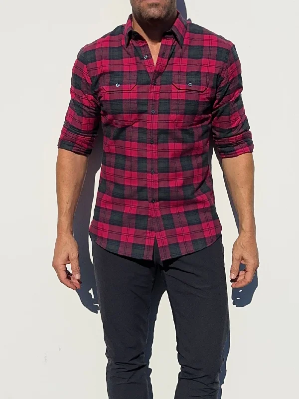 Magenta & Green Utility Flannel- Small Batch #586