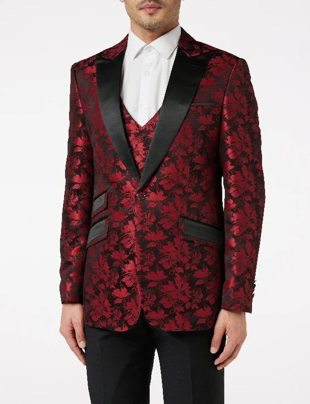 RED GROOMS WEDDING JACKET & WAISTCOAT