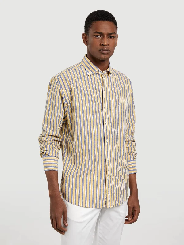 Slim fit special edition cotton-linen blend striped shirt