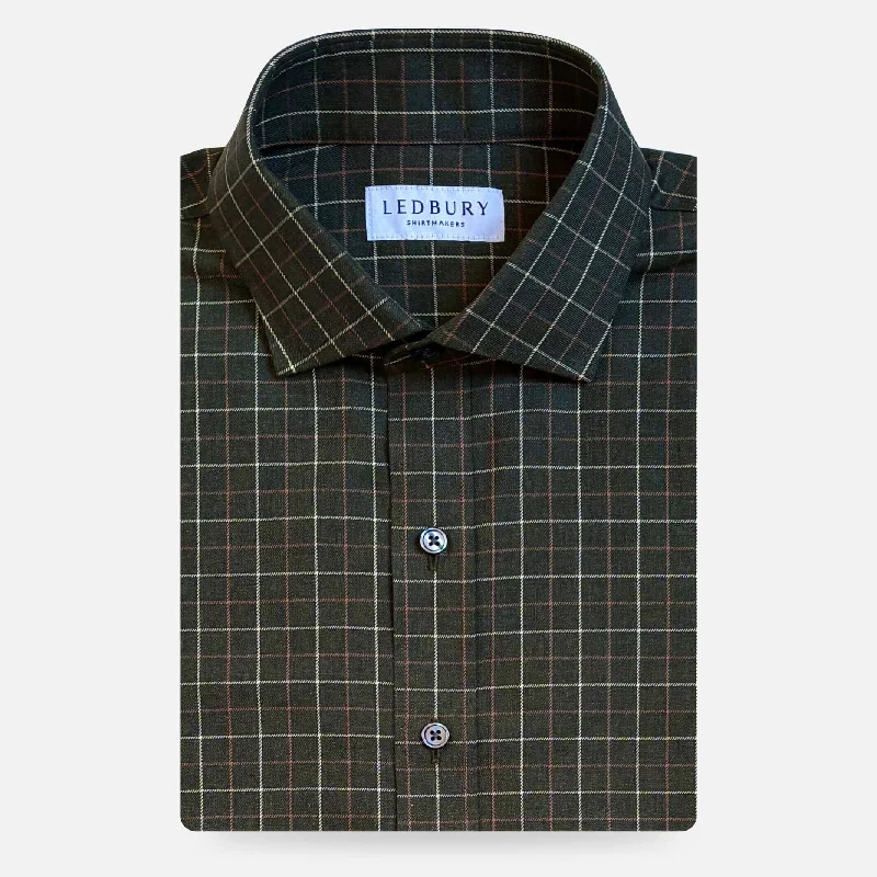 The Dark Olive Ronald Windowpane Custom Shirt