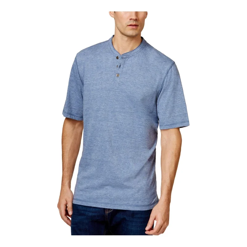 Weatherproof Mens Melange Jersey Henley Shirt, Blue, Small