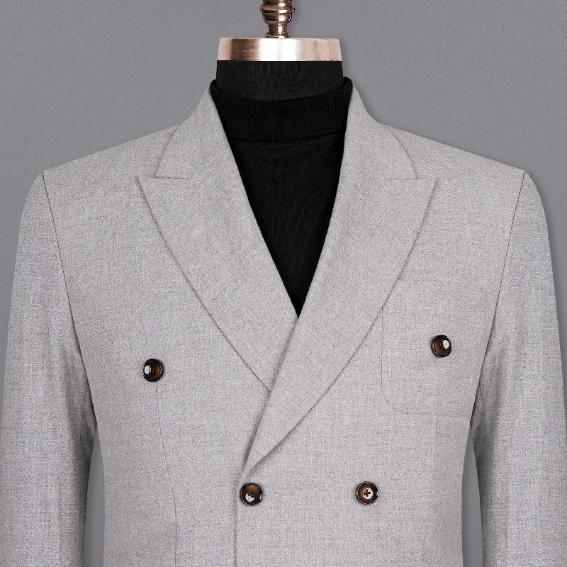 French Gray Double-Breasted Wool Rich Sport Blazer