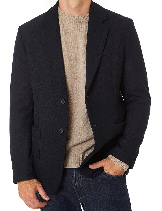 Wool Notch Lapel Herringbone Blazer