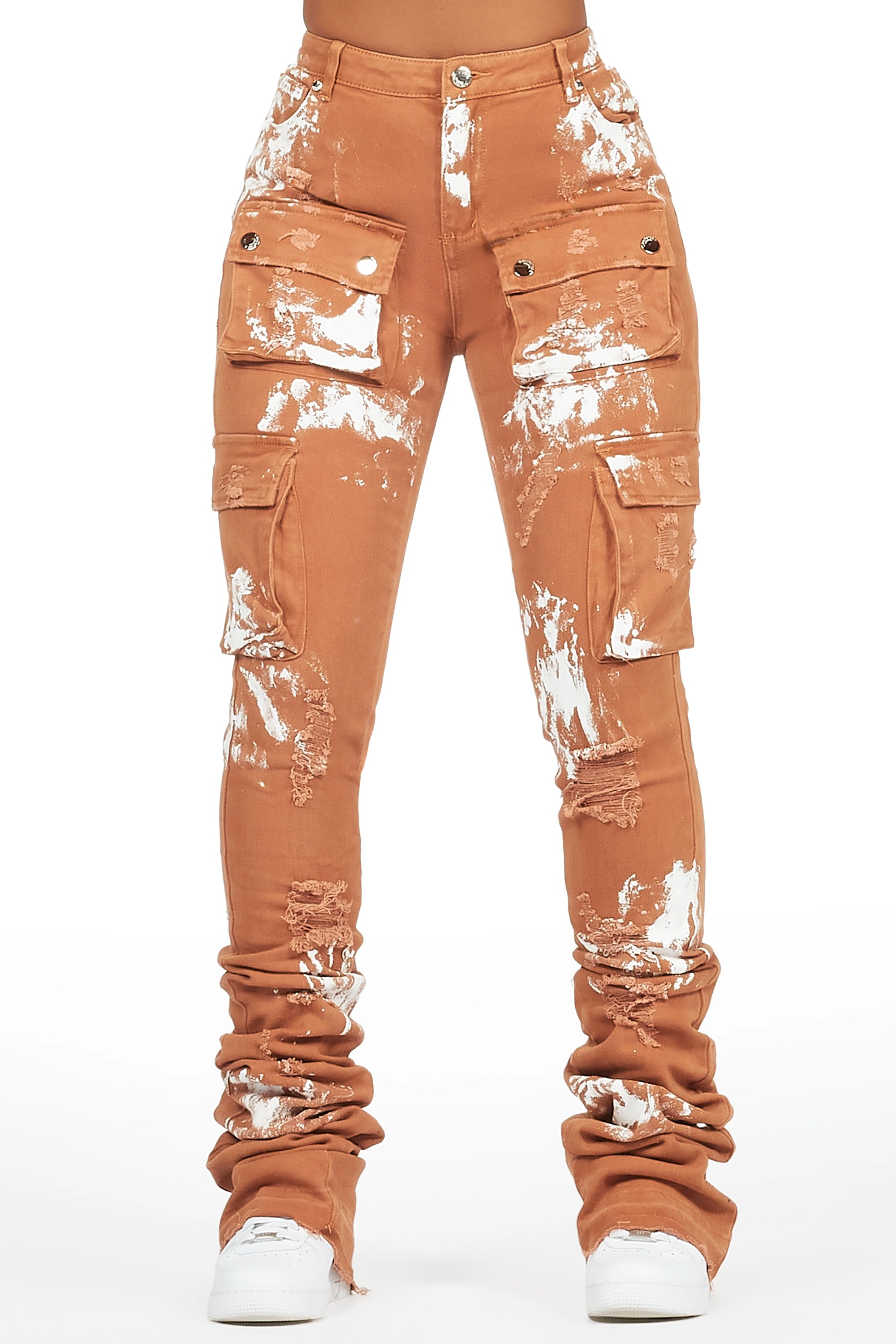 Latrice Camel Painted Super Stacked Jean