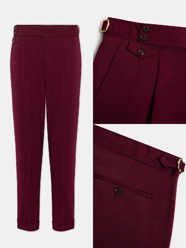 London Bordeaux High Waist Slim-Fit Pants