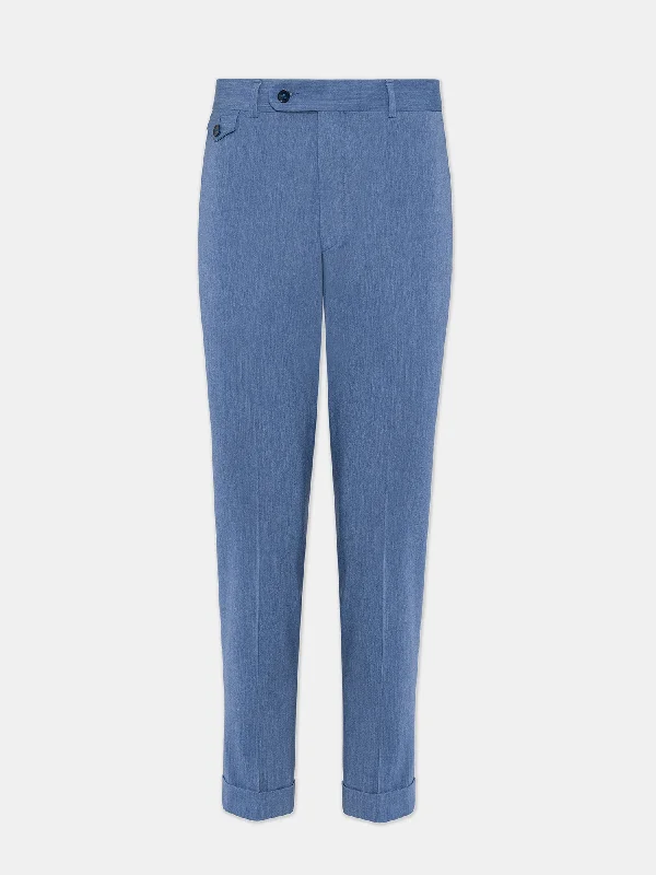 Donazi Blue High Waist Slim-Fit Pants