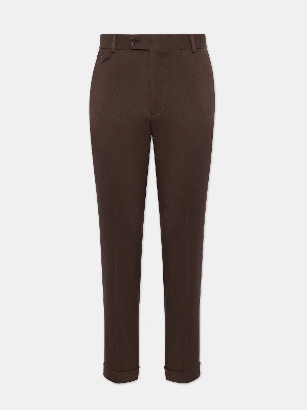 Donazi Brown High Waist Slim-Fit Pants