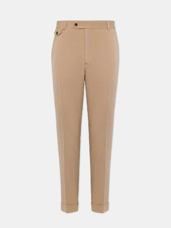 Donazi Camel High Waist Slim-Fit Pants