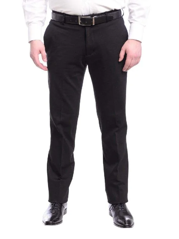 Mens Slim Fit Solid Black Stretch Chino Pants