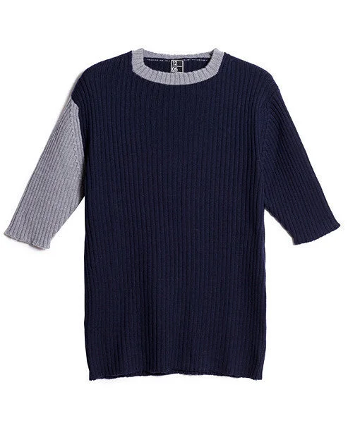 Weft Ribbed Short Sleeve Knit