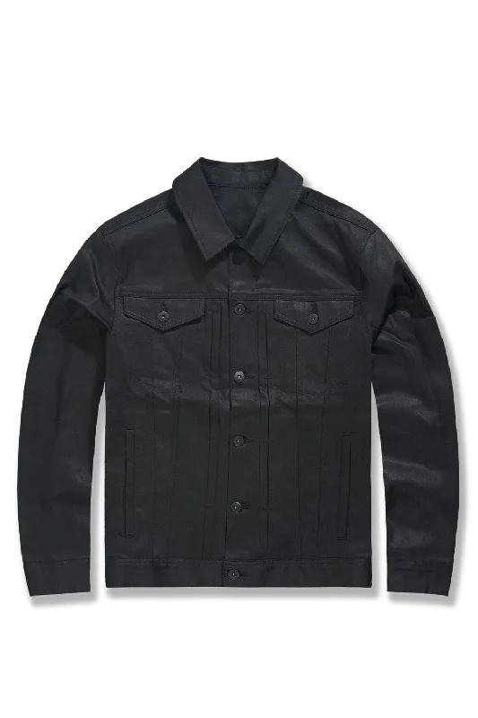 Big Men's Smooth Criminal Denim Trucker Jacket (Jet Black)