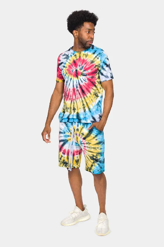 Swirl Tie Dye Cotton Shirt Shorts Set