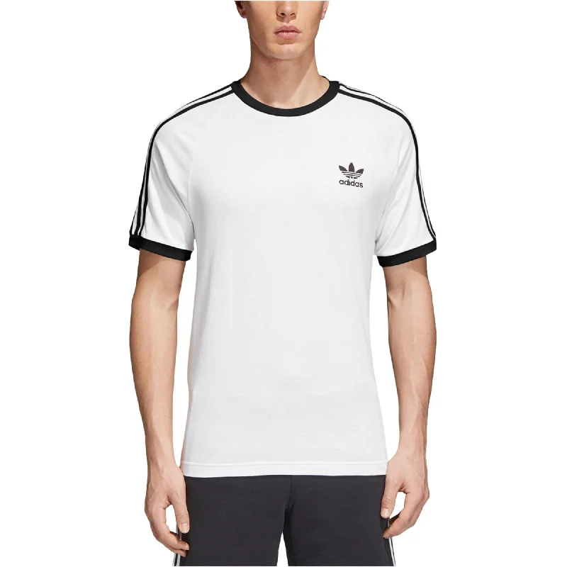 Adidas Mens 3 Stripes Basic T-Shirt, White, XX-Large