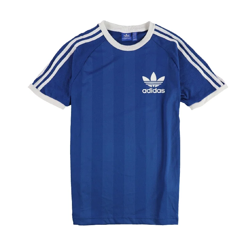 Adidas Mens Ringer Striped Graphic T-Shirt, Blue, Small