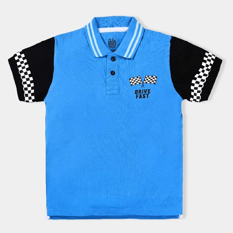 Boys Cotton Pk Polo Drive Fast-B. Blue