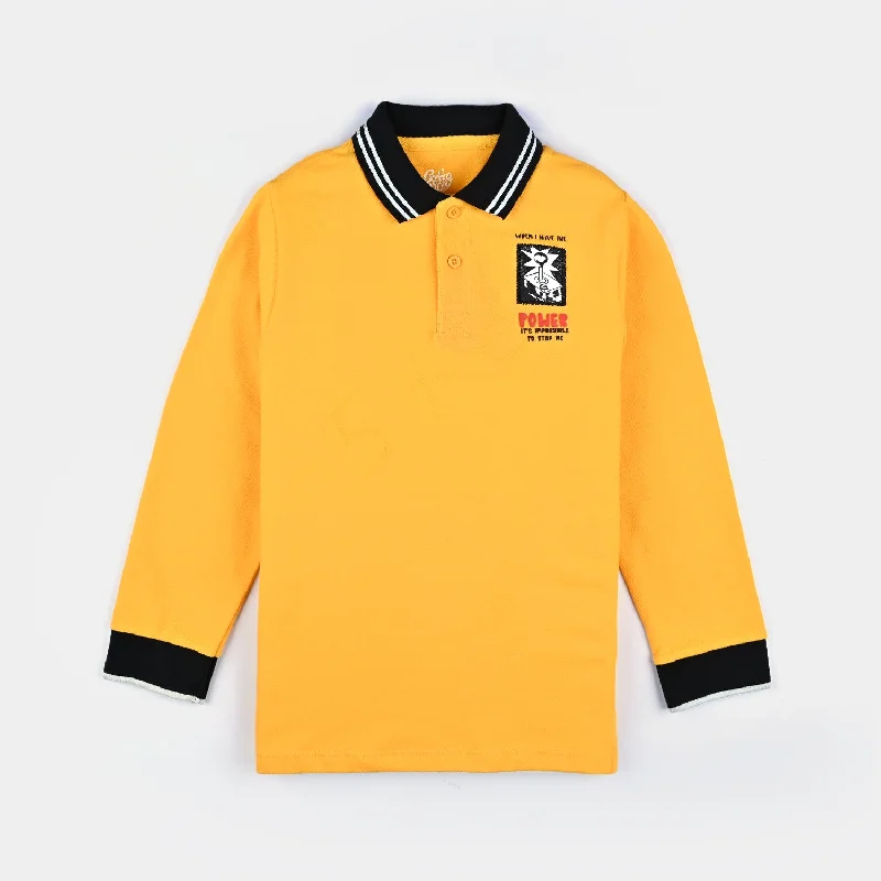 Boys Cotton PK Polo Power-Citrus